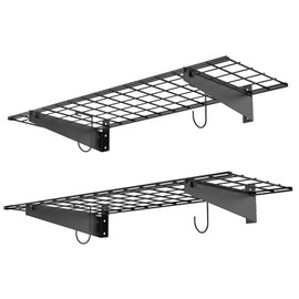 WALMANN 2 Pack Garage Wall Mount Shelves, 45x15 inch Wall Mounted Storage Shelves for Garage Heavy Duty Wall Shelving, Holds Up to 220 Lbs(Black)