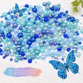 Morcheiong 10000 Pcs Flatback Pearl 3-8mm Half Pearl Bead for DIY Decoration of Nail Art Makeup Wedding Dresses Graduation Caps Bags DIY Making (Blue)