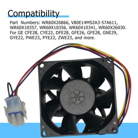 POCPUNAB WR60X26866 Evaporator Fan Motor Compatible with GE Fridge Evaporator Fan Motor Replacement for GE Refrigerator Part V80E14MS2A3-57A611, WR60X10357, WR60X10356, WR60X10341, WR60X26030