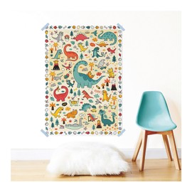 POPPIK 1841201 Sticker Poster, Dinosaur, Creative Poster with Removable Dino Stickers, Sticker Set for Crafts, for Children Aged 3 and Above, 48 x 68 cm