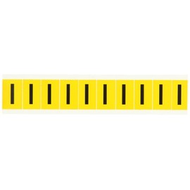 Brady 1530-I 1-1/2" Height, 7/8" Width, B-946 High Performance Vinyl, Black On Yellow Color 15 Series Indoor Or Outdoor Letter Label, Legend "I" (10 Labels Per Card)
