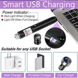 Laser Pointer, Purple Laser Pointer Indicator Light, Long Range Lazer Pointer for Hiking, USB Charge flashlights