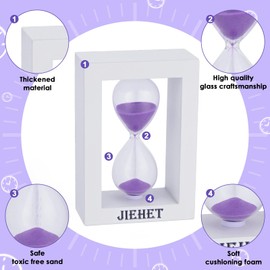 JIEHET Hourglass Sand Timer 5 Minute, Hour Glass with Sand Clock Wooden Decorative for Home, Desktop, Classroom, Kitchen, Restaurant, Office, Living Room Decor (Purple Sand)