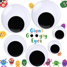 6 Pcs Wiggle Googly Eyes with Self Adhesive Large Black Plastic Giant Googly Eyes for Googlie Crafts Christmas Party Decorations Mix Sizes 4 Inch 3 Inch 2 Inch(Mix Sizes)