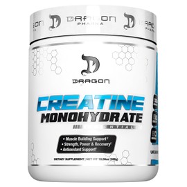 DRAGON PHARMA Creatine Monohydrate, Aid Muscle Recovery, Post-Workout Supplement, Antioxidant Support (60 Servings, Unflavored)