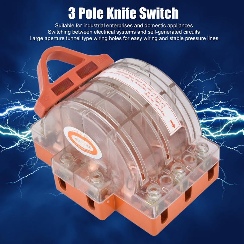 Disconnect Knife Switch Full Copper Transparent Shell 3 Pole Double