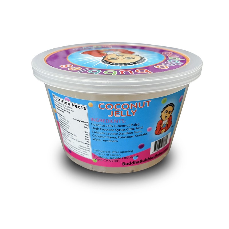 Premium Coconut Jelly Dessert Topping by Buddha Bubbles Boba (Coconut
