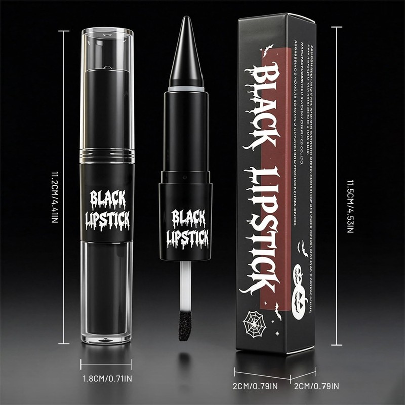 2-in-1 Black Liquid Lipstick & Lip Liner Pencil Kit for