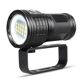 SecurityIng 18000LM 7 Modes 80m Scuba Diving Underwater Flashlight, Wide Beam Angle Waterproof 15x White + 6X Red + 6X Blue Fill Light Dive Photography Video Torch (Battery Not Included)