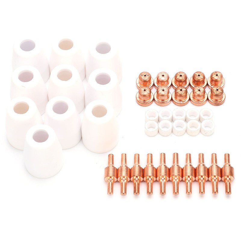 40Pcs Plasma Cutter Consumables Cutting Extended Electrode Electric Nozzle Ceramic