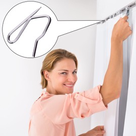 58 Pack Metal Curtain Hooks Pin-On Drapery Hooks 1.2 by 1 Inch for Window Curtain, Door Curtain and Shower Curtain (Silver)
