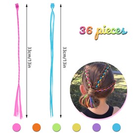36 Pcs Kids Hair Extensions with Hair Clips, VEGCOO Braided Hair Hair Accessories for Girls Hair Decor Party Favors Children Performance(12 Colours)