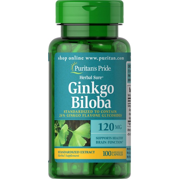 Puritan's Pride Ginkgo Biloba Standardized Extract 120 mg-100 Capsules