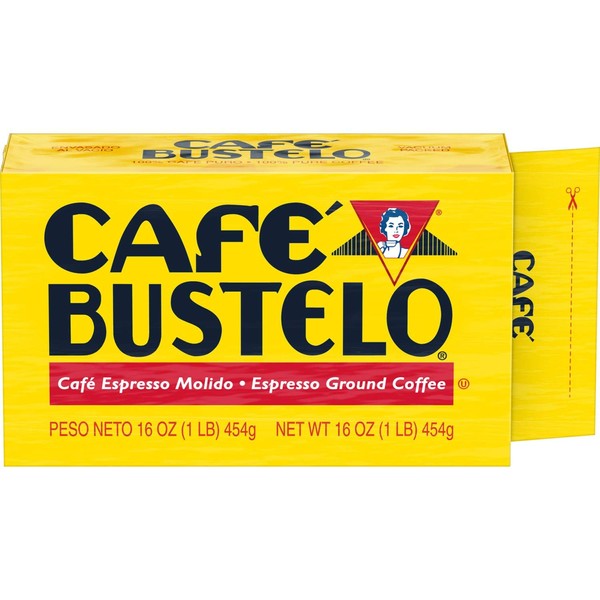Café Bustelo Coffee Espresso Ground Coffee Brick, 16 Ounces (Pack of 12)