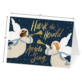 Current Hark the Herald Religious Deluxe Foil Christmas Cards - Holiday Greeting Cards Set of 14, Large 5" x 7", Envelopes Included, Foil Accents & Lettering