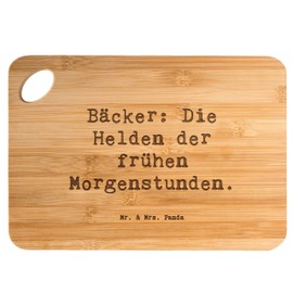 Mr. & Mrs. Panda Bamboo Chopping Board with German Text "Bäcker: Die Helden der frühen Morgenstunden (German Language") Gift Bread Wooden Board Chopping Board Wooden Board