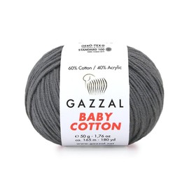 10 Pack (Skein) Gazzal Baby Cotton, 60% Cotton 40% Acrylic, Each Ball 1.76 Oz (50g) / 180 Yards (165m), DK- Worsted, Knitting Yarn, Amigurumi Yarn, Baby Yarn, 3450