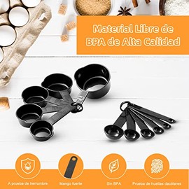 Cucharas Medidoras y Tazas Medidoras, 13 Pcs, Juego de Tazas y Cucharas Medidoras con Mangos, Apilables, Herramientas de Medicin de Cocina para Medir 