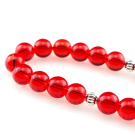 beirunde Tasbih Tesbih Islamic 33 Prayer Beads, Muslim Islam Subha Sebha Worry Beads, Misbaha Masbaha Tasbeeh Sibha Beads, Allah Mohammed Ramadan Rosary, Tasbih 10mm Red Glass Beads Handmade Tassel