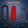 Nilight 6Inch Oval Trailer Tail Light 6PCS Red White 10LED