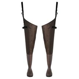 Vinlas Nylon Hip Waders for Men/Women, Light Weight Fishing&Hunting Waders, Waterproof Thigh Boots/Pants (Brown, Men 13)
