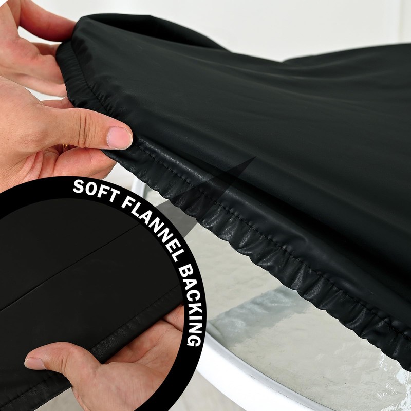 vctops 100% Waterproof Pu Leather Round Table Cloth Cover, Oil