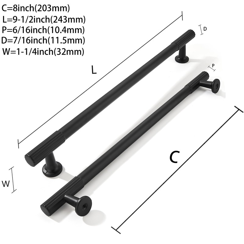 khtumeware 8 Inch Hole Center 2 Pack Matte Black Heavy