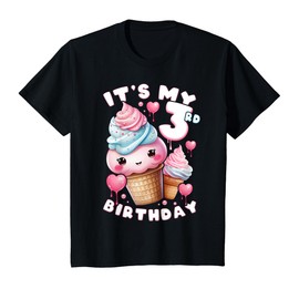 3rd Birthday Girl 3 Years, Ice Cream, Number 3 T-Shirt