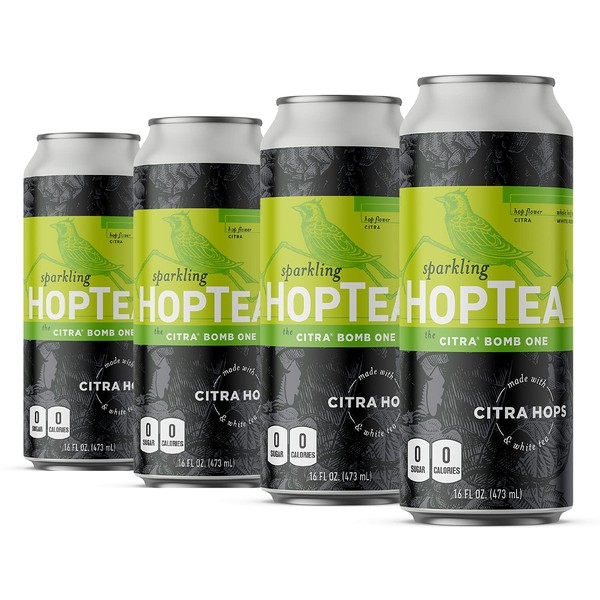 HOPLARK Sparkling HopTea - The Citra Bomb One (12pk - 16oz Cans) - Craft Brewed NA Beer Alternative - Organic, Gluten-Free, Non GMO, Zero Calories, Sugar-Free, Natural Caffeine, Unsweetened