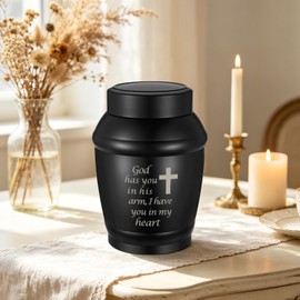 Kagrec Urn for Ashes for Men Women Stainless Steel 5.5 inches Cremation Medium Urn for Human Ashes for Memorial Keepsake Urn for Funeral Burial for Male Female-Cross