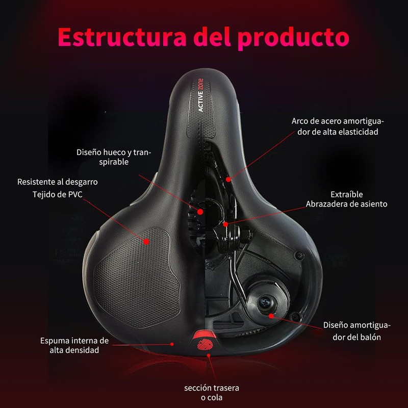 YEHUARIS Cojín Suave, Asiento de Bicicleta Comfort Sillín,Impermeable, Prostático y
