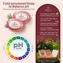 Emelie Products Natural Feminine Soap Bar pH Balanced – 2 Pack x 100g – Cold Process Intimate Wash with Botanical Extracts – Gentle Daily Feminine Hygiene Bar, for Daily Comfort & Fresh Feel