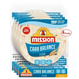 Mission Carb Balance 8" Soft Taco Flour Tortillas - 8 Ct 4 Packs - Keto Friendly