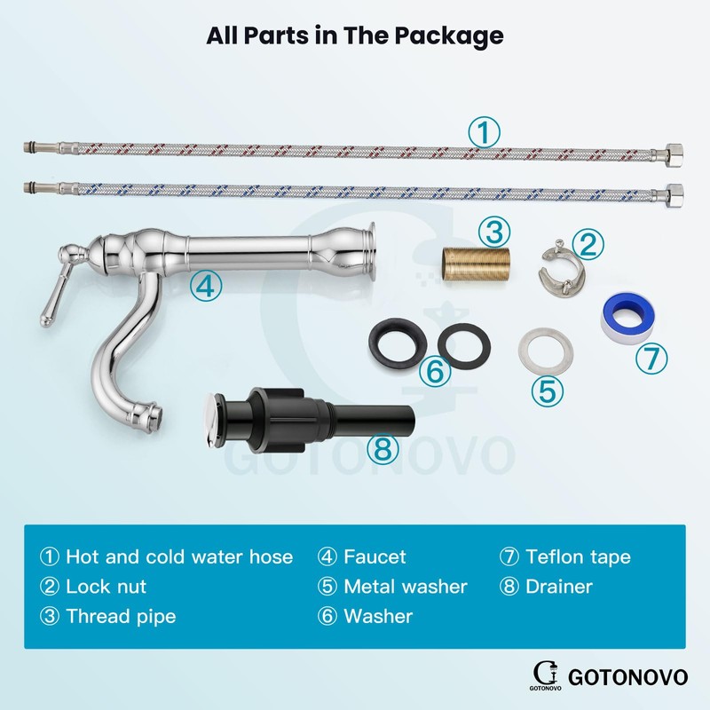 gotonovo Vessel Sink Faucet 360° Swivel Spout Single Handle Tall