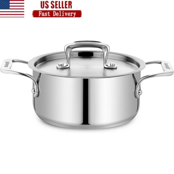 Unbranded Heavy Duty Induction Stockpot W/ Lid Riveted Handles Soup