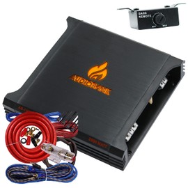 Audiobank AB1500.1 Monoblock 2500 Watt 2 Ohm A/B Class Car Audio Stereo BASS Amplifier with Bass Control, Bridgeable, LED Indicator with 4 Gauge Installation Kit Red Bundle