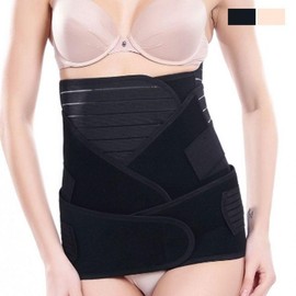Comfortable Maternity Waist Support 3-Piece Set Postpartum Abdominal Binder Comfortable Black 3-Piece Set/XL