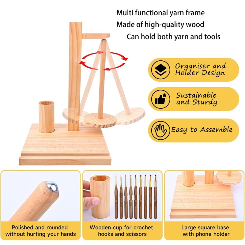 SQAQS Wood Wool Rotating Support, Strong Load Bearing, Wooden Yarn