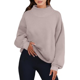 ANRABESS Womens Oversized Sweatshirts Turtleneck Pullover Long Sleeve Hoodies Tops 2024 Fall Fashion Preppy Outfits, Khaki, Medium