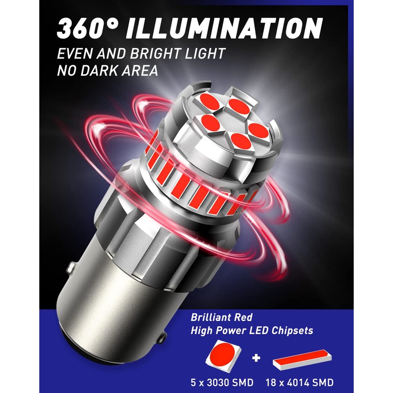 AUTOONE 1157 LED Bulb Red for Brake Lights, 2057 2357