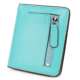 AINIMOER Cartera pequeña de cuero para mujer, titular de tarjetas de crédito con bloqueo RFID para mujer, Bloqueo Rfid azul marino, Talla única