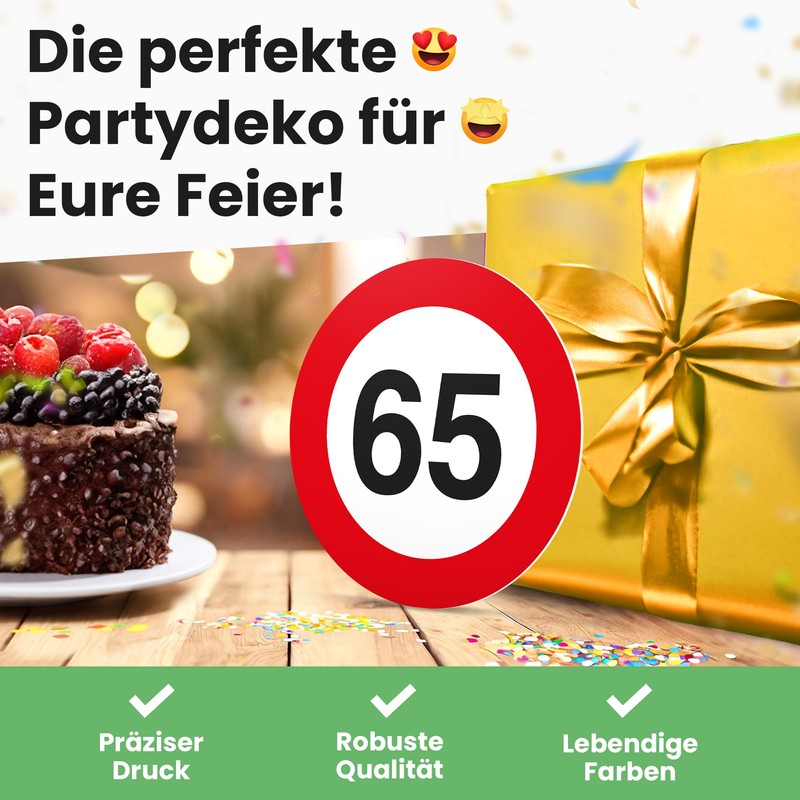 DankeDir! 65th Birthday Plastic Sign (20 x 20 cm) Birthday