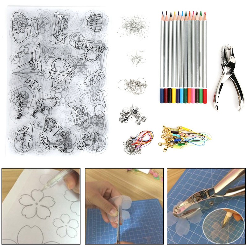6PCs DIY Colored HandMade Heat Shrink Sheet DIY Crafts Tool