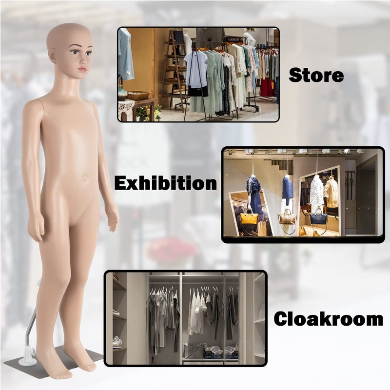 Child Mannequin Full Body Realistic Adjustable Detachable Manikin Display Head