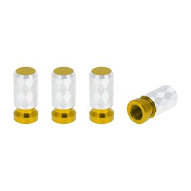 INFINAUTO Tire Valve Stem Caps 7x24mm for Car Truck Motorbike Bicycle Tyre Valve Dust Covers Aluminum Alloy Gold Tone Decorative