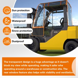 Forklift Cover All-Weather All-Season Use, Universal Type,EVA Transparent Material， Forklift Cover fits Most Standard forklifts，600D Oxford Cloth Waterproof, UV Protection, Dustproof