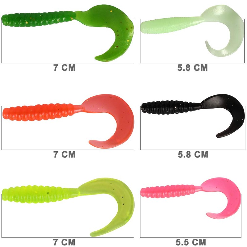 aulyun Soft Fishing Lures Set 30 Pieces + Plumber Head