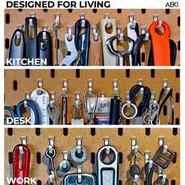 AEKI SNAP Lock Nook Hook Compatible with IKEA SKADIS Pegboard - Custom Designer Accessory for Style and Function (THERMOPLASTIC, 12-Piece Gallery Pack)
