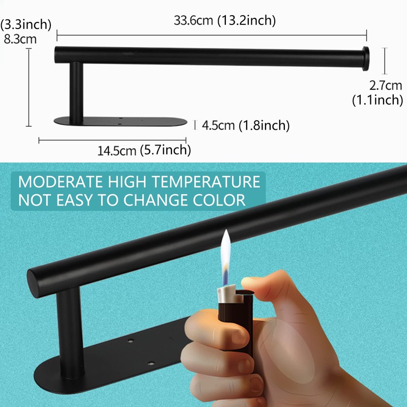 Lumeiy Kitchen Roll Holder Black No Drilling Stainless Steel