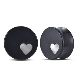 COOEAR 1 Pair Gauges For Ears Wood Saddle Plugs and Tunnels Heart Logo Earrings Expander Stretchers., 1/2"(12mm), Wood, sandstone